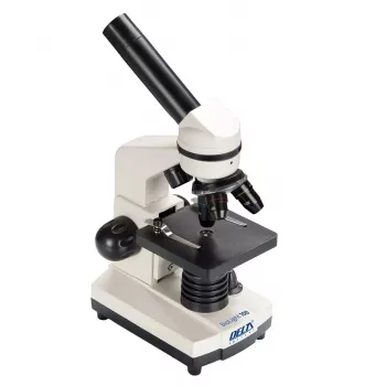 Optische samengestelde microscoop Deltaoptical DO-3210 – monocular, 3 achromatische objectieven, LED-verlichting, 40–400×, 45° gekantelde draaibare kop