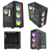 Savio Noctis Glass RGB Cube pc-behuizing, ATX/Micro-ATX/Mini-ITX, voorkant van gehard glas, RGB-fans, zwart