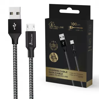 Oplaadkabel Extralink Smart Life 15W USB-A naar microUSB 100 cm PVC 5V 2,4A zwart