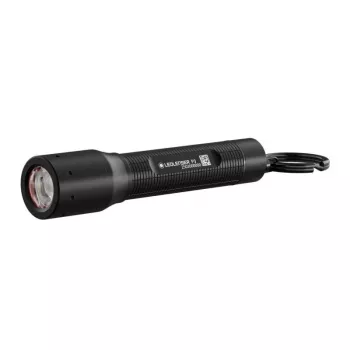 Ledlenser P3R zwarte zaklamp — oplaadbare compacte LED-sleutelhangerlamp