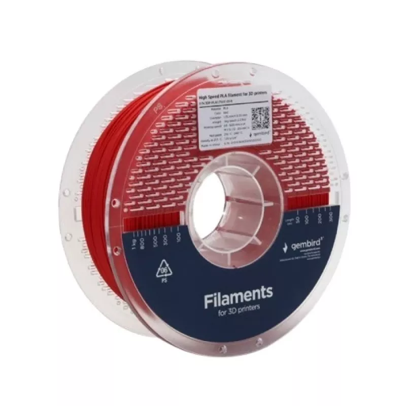Filamentspoel Gembird PLA 1,75 mm rood 1 kg voor 3D-printen