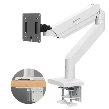 Monitorbeugel ONKRON G110-BG voor 1 display 15 kg, tot 106,7 cm (42 inch), VESA 75x75–100x100, klem-/doorvoermontage, zwart/grijs