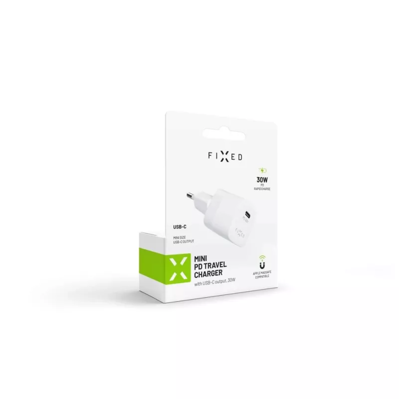 Draagbare USB-C-reisoplader FIXED FIXC30M-C-WH 30W compact ontwerp