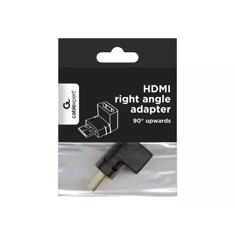 HDMI-adapter GEMBIRD A-HDMI90-FML, HDMI naar HDMI, haakse 90°-adapter, zwart