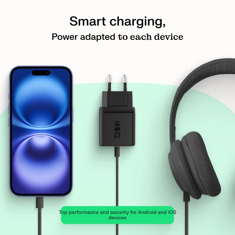 Voeding Green Cell PowerSource Solo30 30W zwart — USB-C enkelpoort-oplader