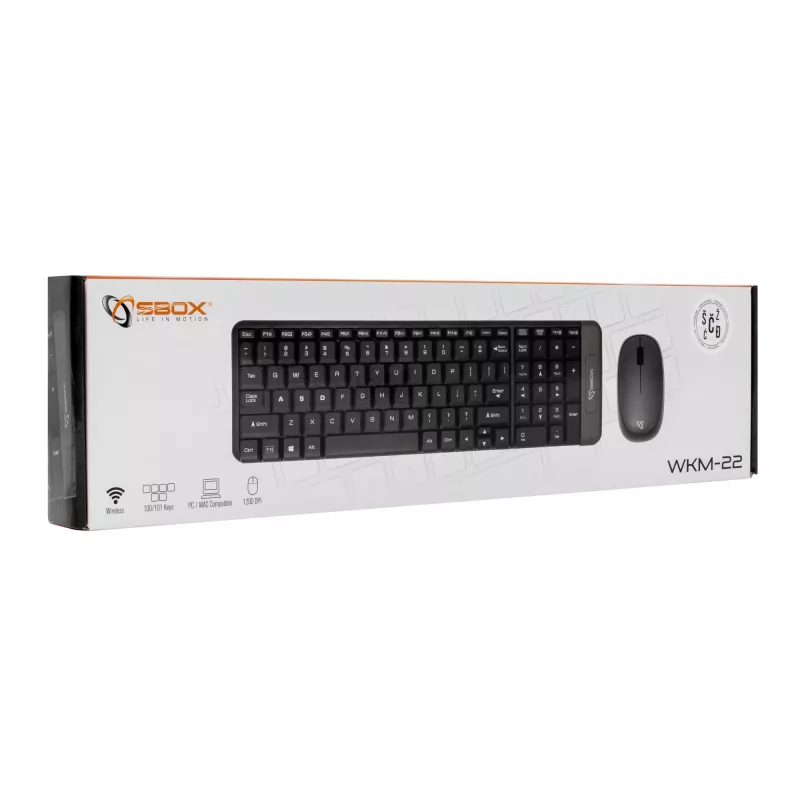 SBOX WKM-22 draadloze toetsenbord-muisset, US-layout