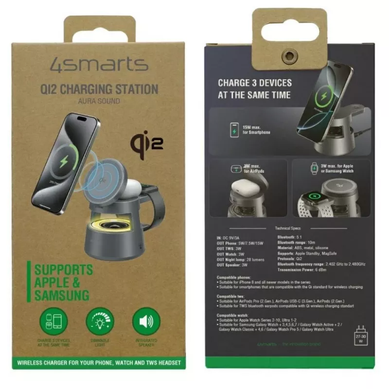 Draadloze oplader 4smarts 541327 USB Type-C binnen grijs