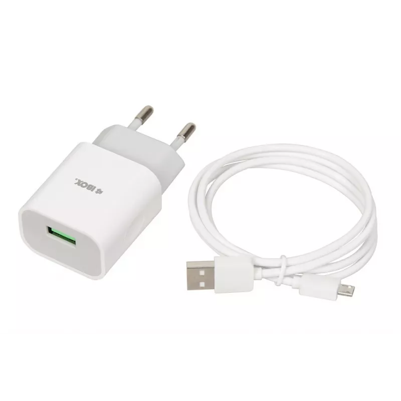 Oplader iBOX C-41 USB 2A, 1 USB-poort, microUSB-kabel, wit
