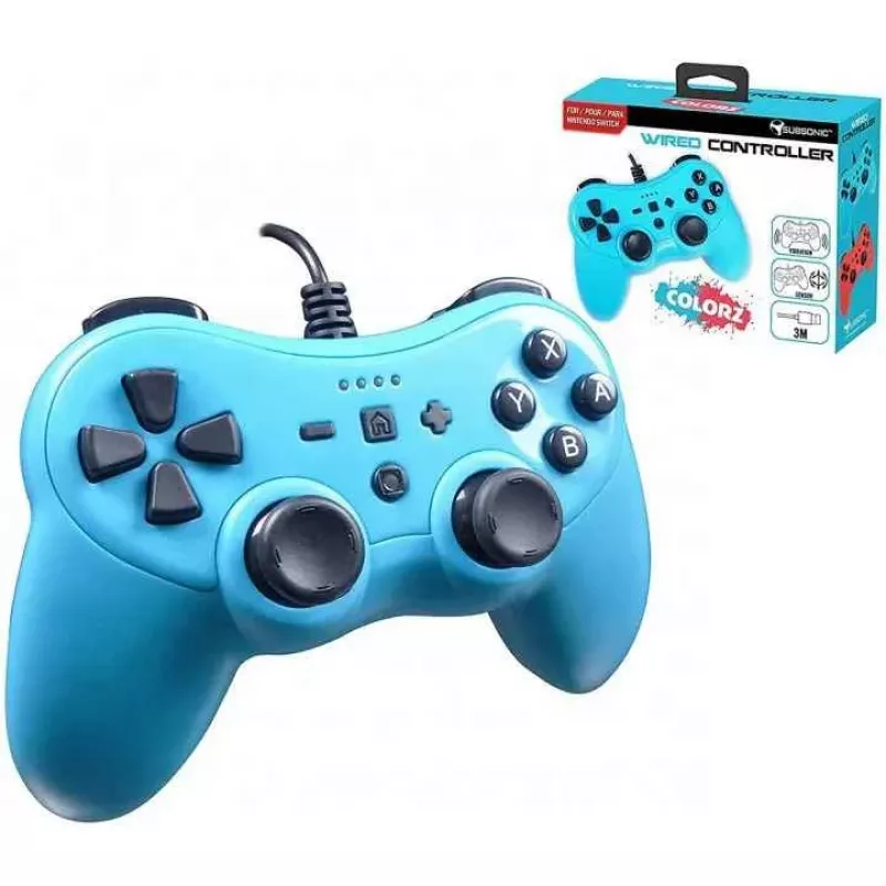 Bedrade controller SUBSONIC SA5488-1 Neon Blue — voor Nintendo Switch, bedrade verbinding