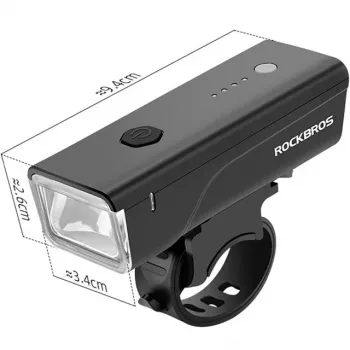 Rockbros fietslicht + USB-C - USB-A kabel 260 lm zwart