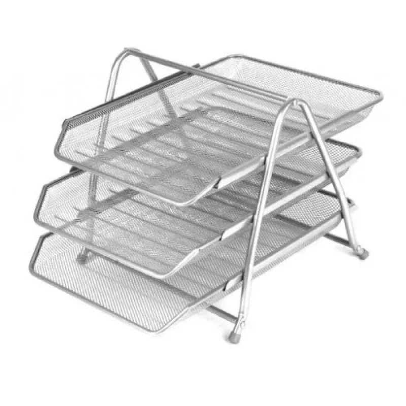 Horizontale opbergbak Forpus 3-delig zilver, geperforeerd metaal 1002-021