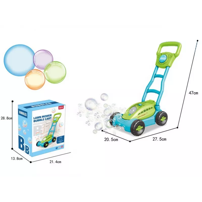Bellenblaas-grasmaaier met licht op batterijen, blauw