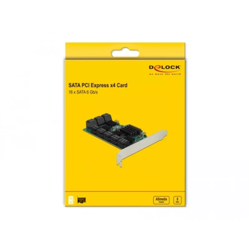 DeLOCK 16-poorts SATA PCI Express x4-kaart 6 Gbit/s groen grijs