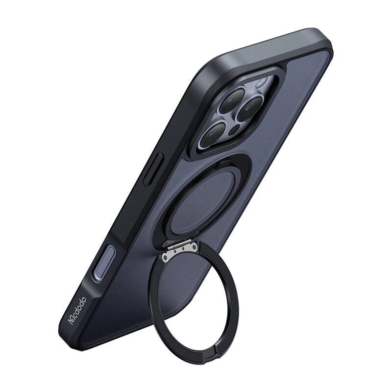 Beschermhoes Mcdodo PC-4932 voor iPhone 16 Pro met geïntegreerde standaard, zwart