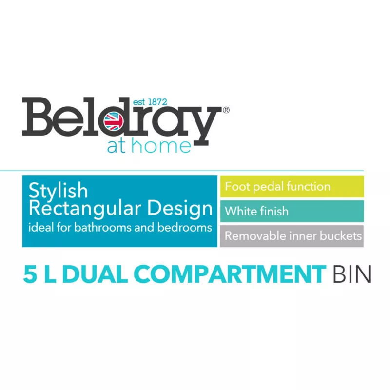 Afvalemmer Beldray LA035235WHTFEU7 dubbele vakken 5 L wit