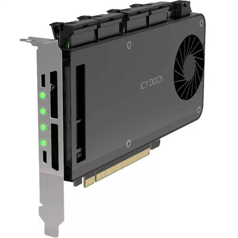 Adapterkaart 4 x M.2 NVMe SSD mobile rack, Icy Dock MB204MP-B