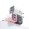 USB- en USB-C 30W GaN-snellader usams CC229 wit — LED-indicator, compact ontwerp
