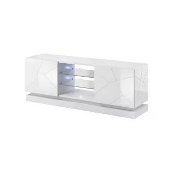 TV-kast cama meble QIU 160 — MDF wit glanzend, 1600×420×570 mm