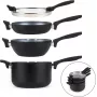 Pannenset Russell Hobbs RH01840EU7 – 4-delig stapelbaar, metallic gemarmerd