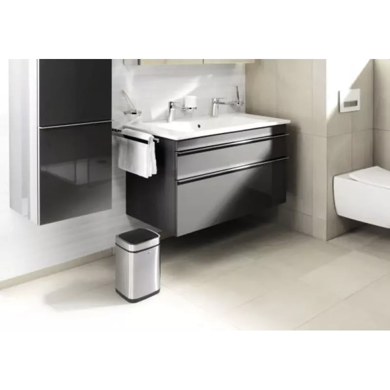 Afvalbak Durable NO TOUCH 6L rechthoekig RVS zilver zwart