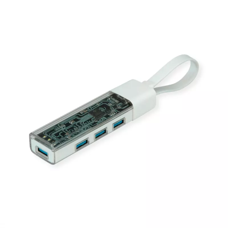 ROLINE mobiele USB 3.2 Gen 1 hub, 4-voudig, type A+C aansluitkabel