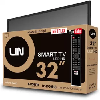32 inch LIN 32D1700 SMART LED TV, HD-Ready 1366x768, DVB-T2, Wi-Fi, 2×HDMI, 2×USB, 81,3 cm