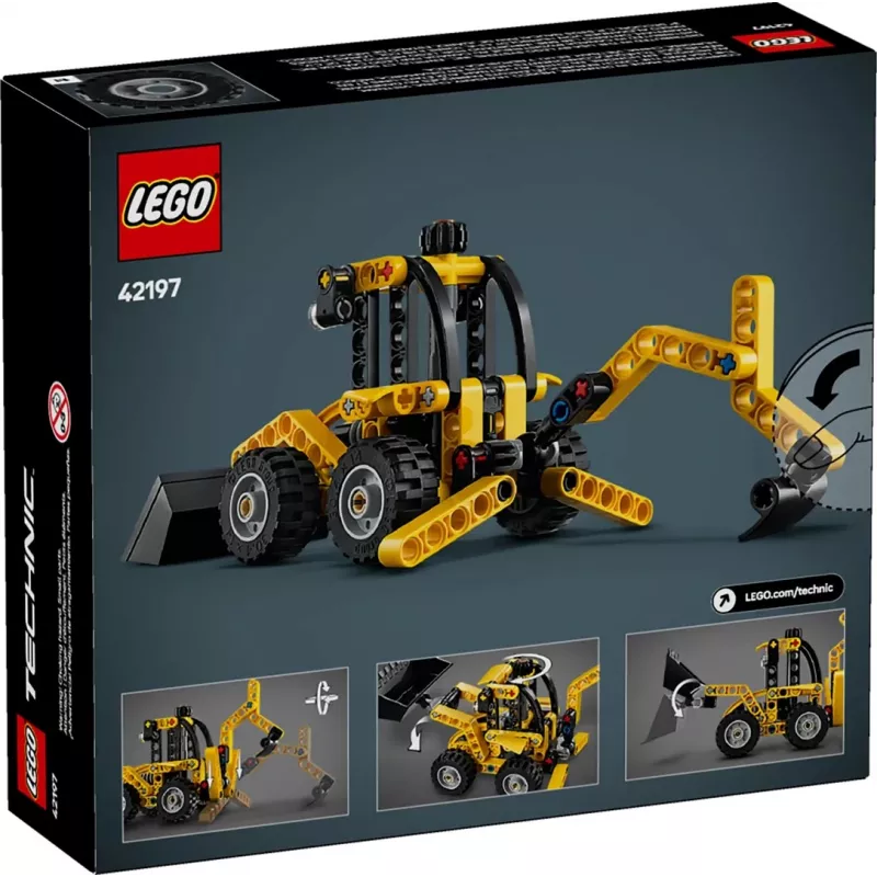 Bouwset LEGO Technic Backhoe Loader 42197 — knikbesturing, werkende lader, 104 onderdelen, aanbevolen leeftijd 7+