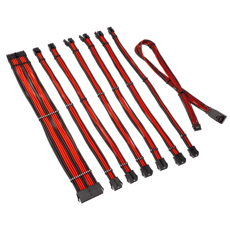 Kabel-/adapterkit Kolink Core Pro Braided Kabel Extension Kit 12V-2x6 Type 1 Jet zwart/racing