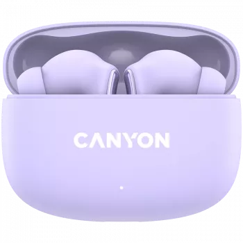 Canyon TWS-9 CNS-TWS9P hoofdtelefoon – True Wireless – Bluetooth 5.4 – In-ear – 6h + 30h gebruiksduur – USB-C oplaadcase – touchbediening – paars