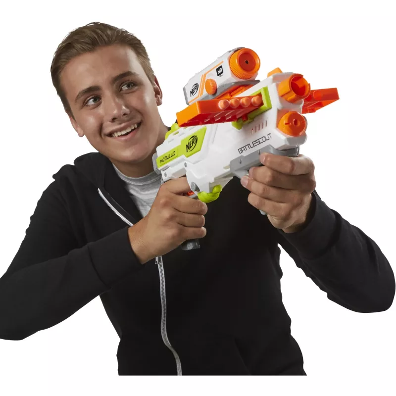 Speelgoedblaster HASBRO Nerf BattleScout ICS-10 FFP B1756F030 – schuimpijl-blaster, enkelschots, tactische rail