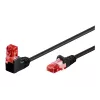 Goobay CAT 6 patchkabel 1x 90° haaks, U/UTP, zwart, 1 m - vergrendelnok boven, CCA-kopermengsel (51515)