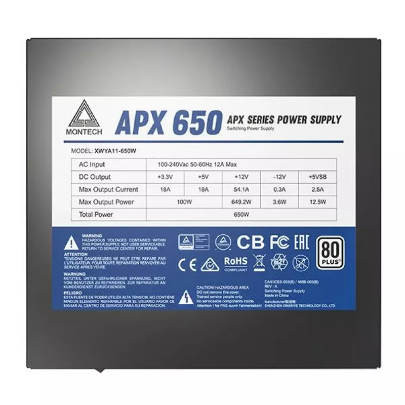Montech APX650 voeding 650 W 20+4 pin ATX ATX zwart