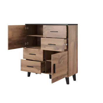 Cama sideboard LOTTA 110 2D4S wotan eiken/mat zwart