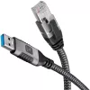 Techly ICOC U3A-RJ45-010 USB-A naar Gigabit Ethernet adapterkabel, 1 m, zwart/zilver
