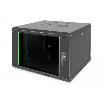Professionele wandkast Unique serie - 600x600 mm (BxD), IT-kast zwart, 7 hoogte-eenheden