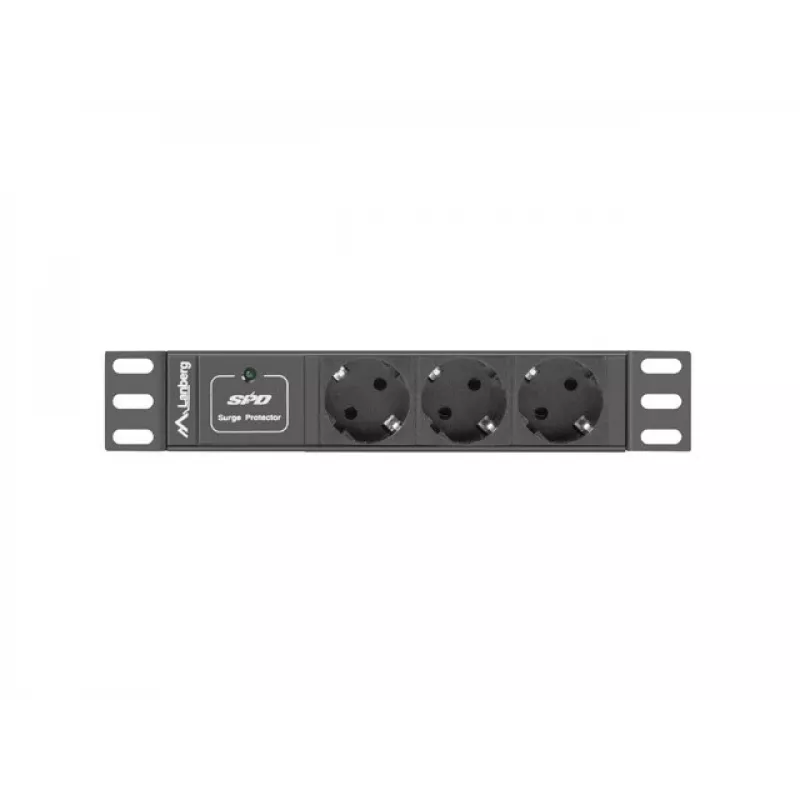 Lanberg PDU-03F-0200-BK stroomverdelereenheid (PDU) 1U zwart 3 AC-uitgangen (PDU-03E-0200-IEC-BK)