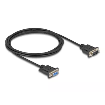 DeLOCK seriële kabel RS-232 D-Sub9 stekker naar bus 2 m zwart
