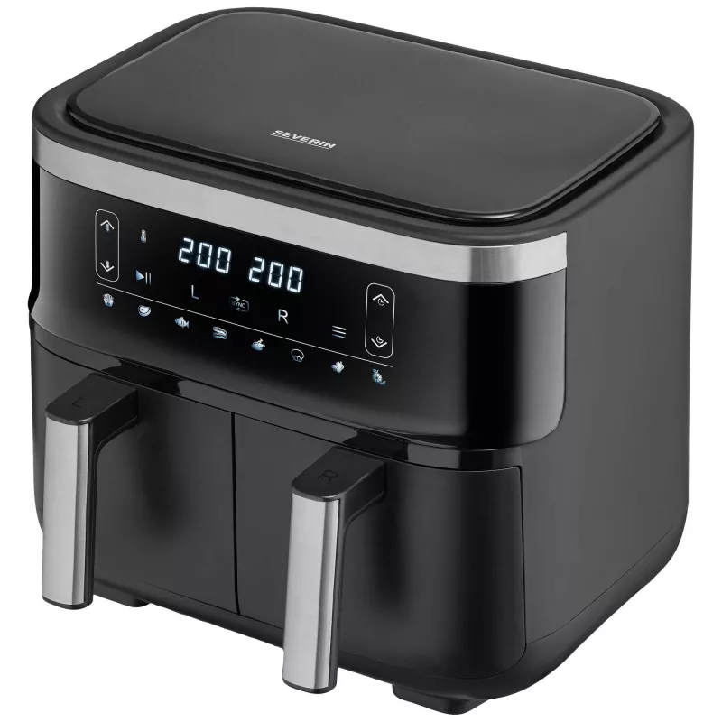 Heteluchtfriteuse Severin FR 2453 Double 3,25 L 2850 W zwart zilver