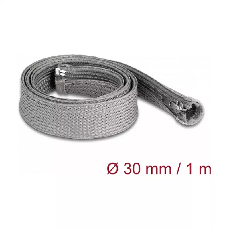Gevlochten slang DeLOCK 20825 1 m x 30 mm grijs