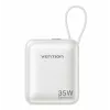 Vention FHEN0 powerbank, 10000 mAh, 35 W, ingebouwde USB-C-kabel, beige
