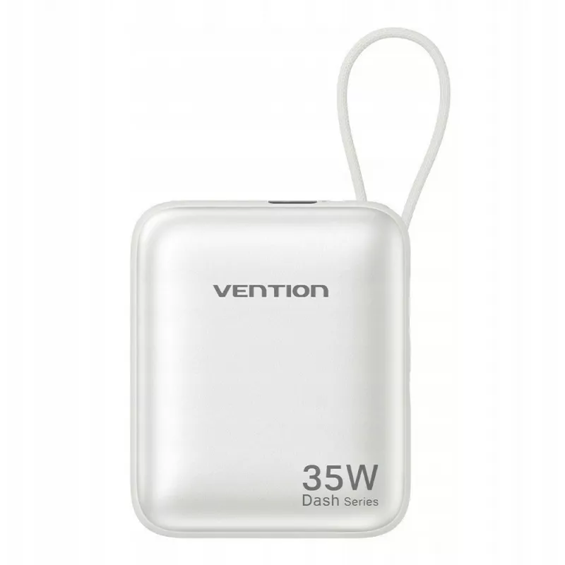 Vention FHEN0 powerbank, 10000 mAh, 35 W, ingebouwde USB-C-kabel, beige
