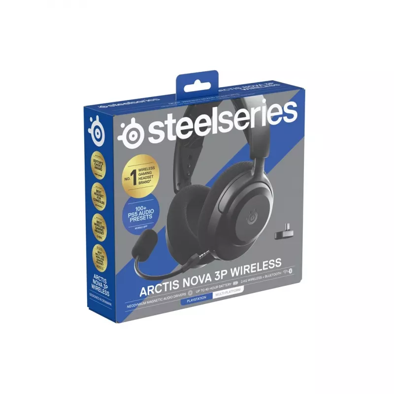 SteelSeries Arctis Nova 3P Wireless draadloze gaming-headset, Bluetooth/2,4 GHz, zwart