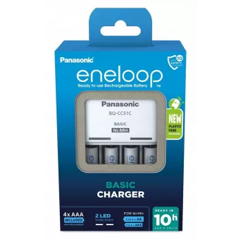Batterijlader PANASONIC Eneloop Basic BQ-CC51 + 4x AAA 800 mAh (K-KJ51MCD04E)