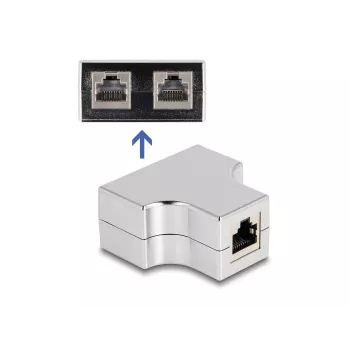 DeLOCK RJ45 splitter T-adapter 1 x RJ45 bus naar 2 x RJ45 bus Cat.5e STP