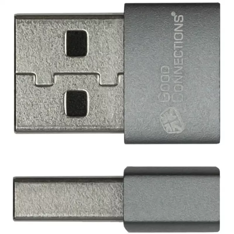 Good Connections adapter USB 2.0 stekker A naar USB-C bus aluminium behuizing grijs (USB-AD203)