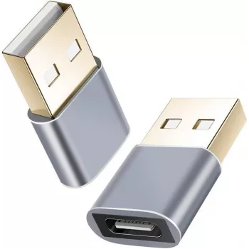 Adapter helos 304282 USB 2.0 Type-C-bus naar USB 2.0 stekker, donkergrijs