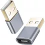 Adapter helos 304282 USB 2.0 Type-C-bus naar USB 2.0 stekker, donkergrijs