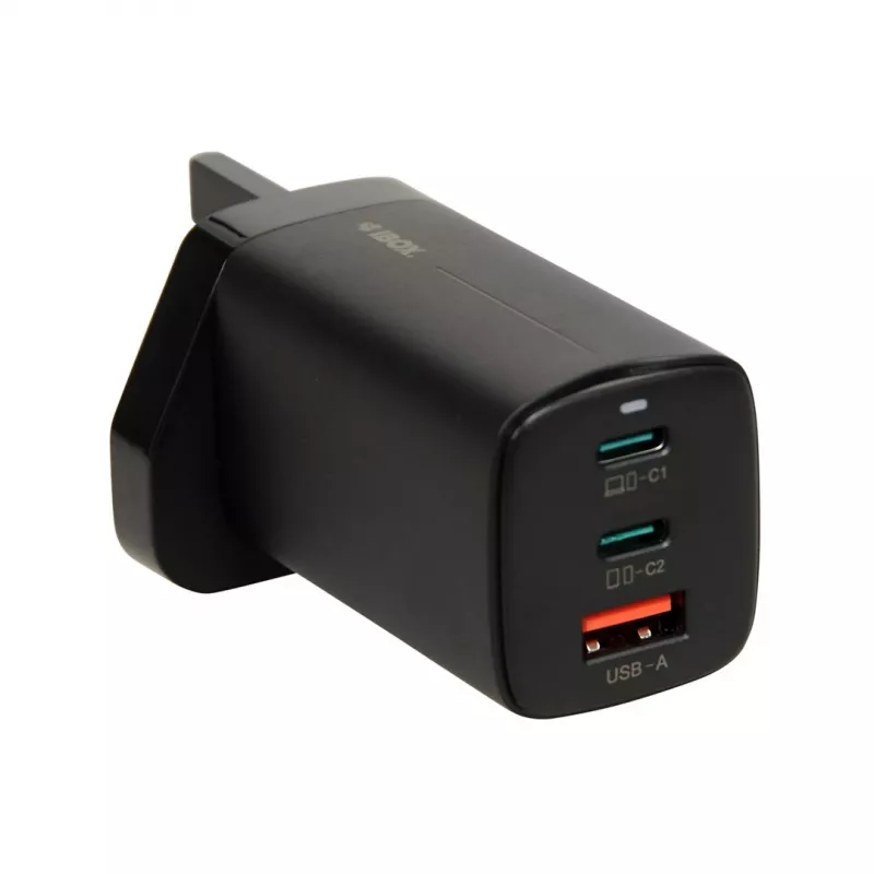 iBOX C-65 zwart, universele GaN-65W-oplader met UK-stekker