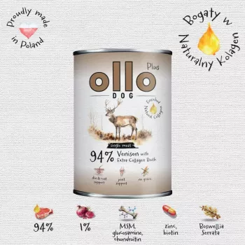 Ollo Plus collageen hert 400g hondenvoerblik