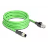 Netwerkkabel DeLOCK M12-kabel D-gecodeerd 4-polig stekker naar RJ45-stekker PUR (TPU) 5 m